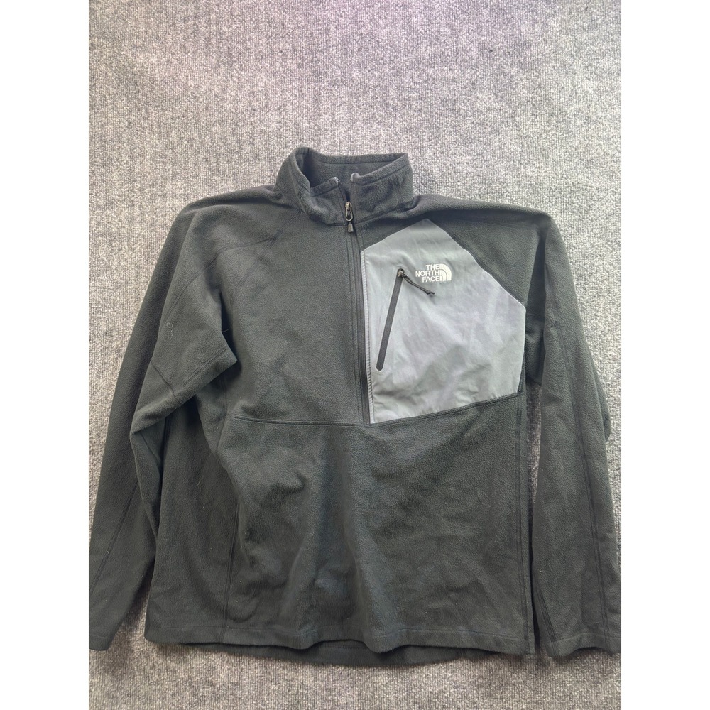 The North Face Fleece Pullover Mens XL Black FlashDry Quarter Zip Pocket
